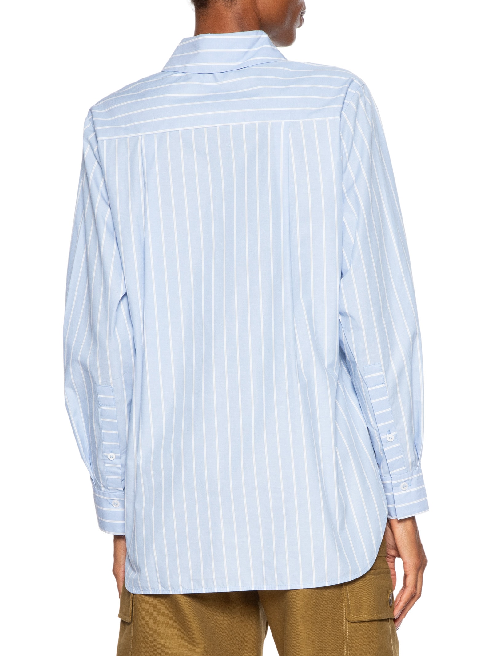 Camisa Feminina Tricoline Riscas Ampas Azul Animale