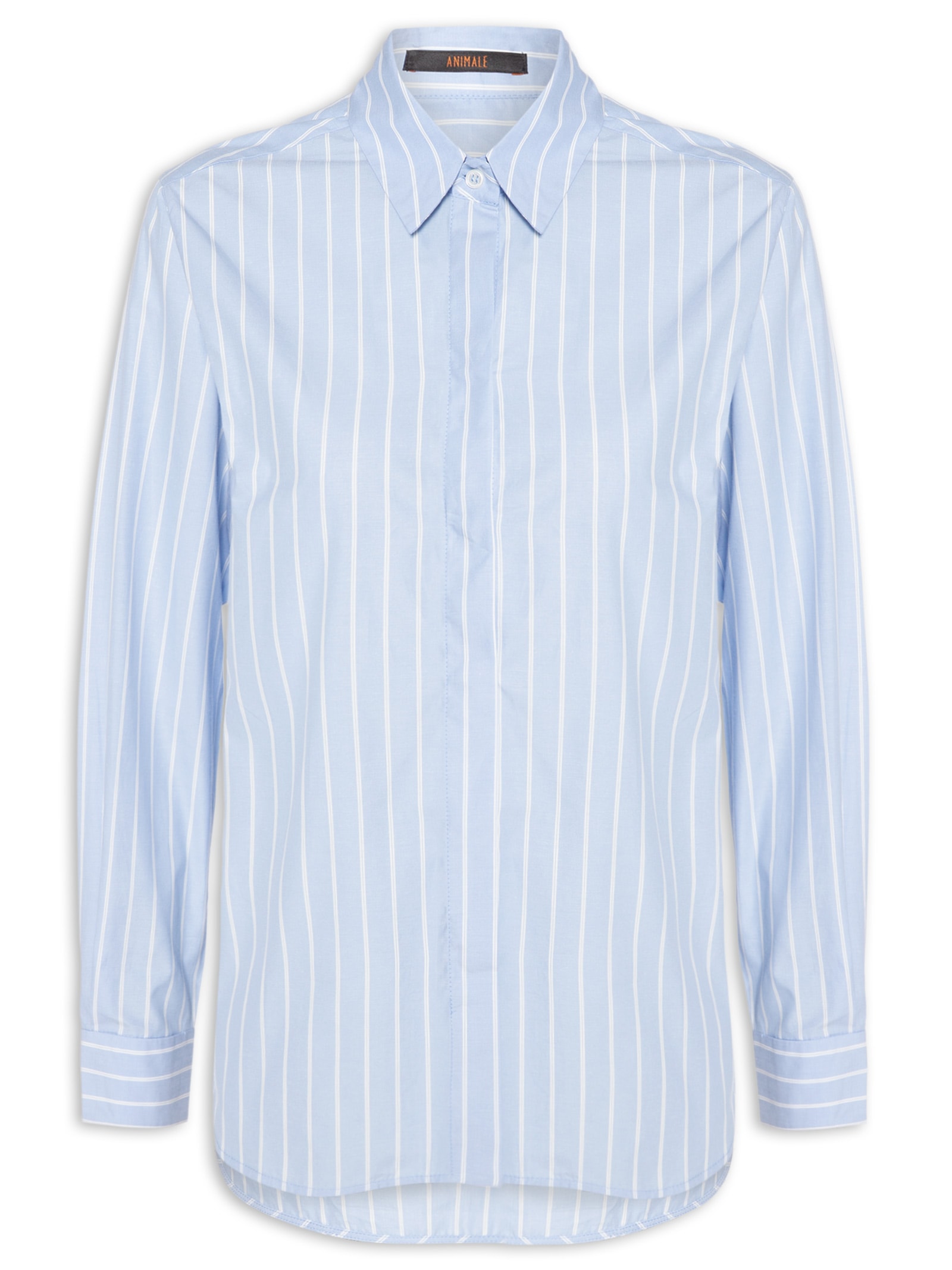 Camisa Feminina Tricoline Riscas Ampas Azul Animale