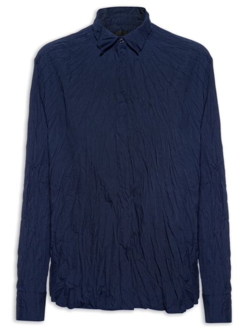 Camisa Feminina Tricoline Wrinkled – Azul