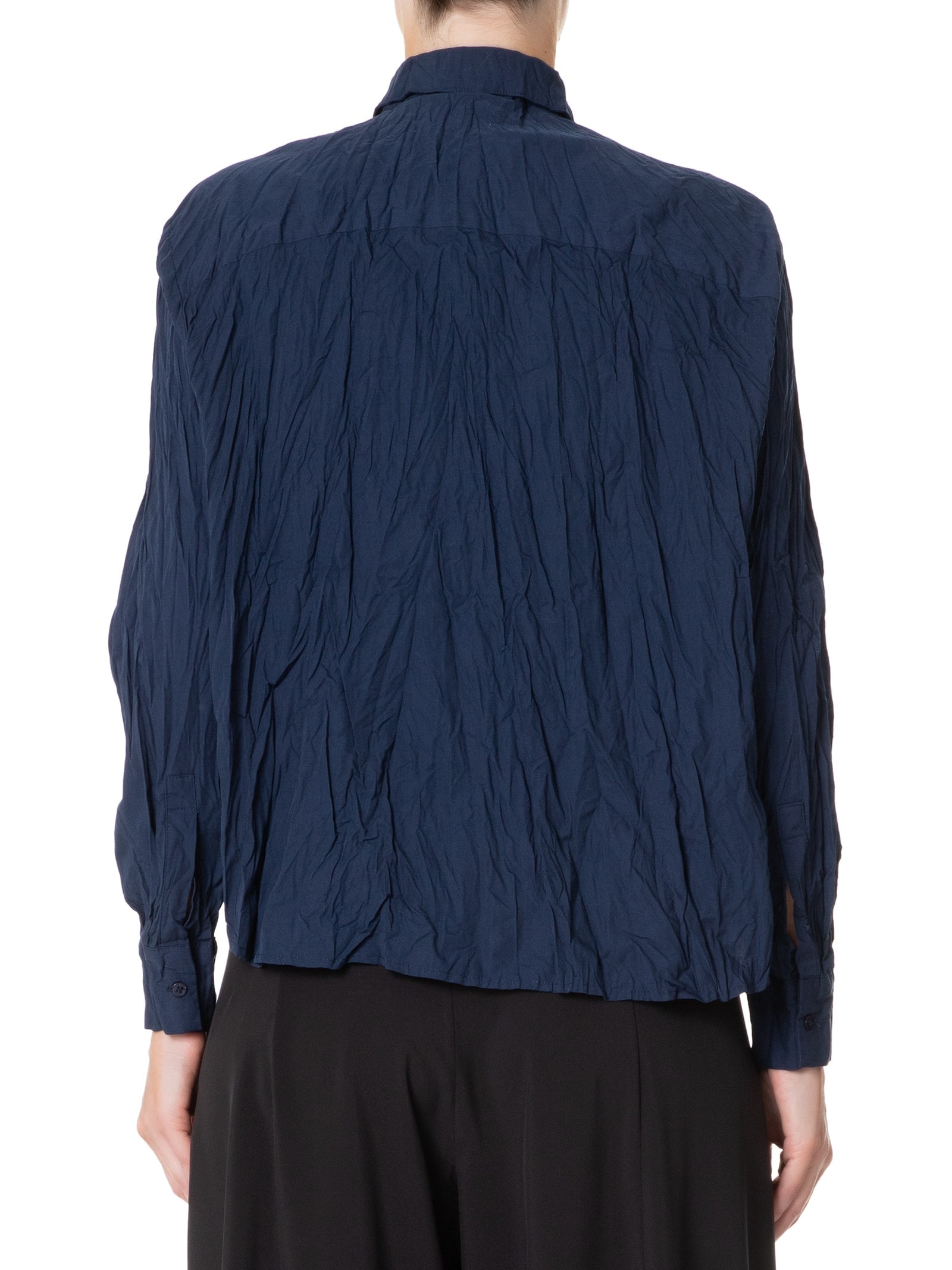 Camisa Feminina Tricoline Wrinkled Azul Osklen