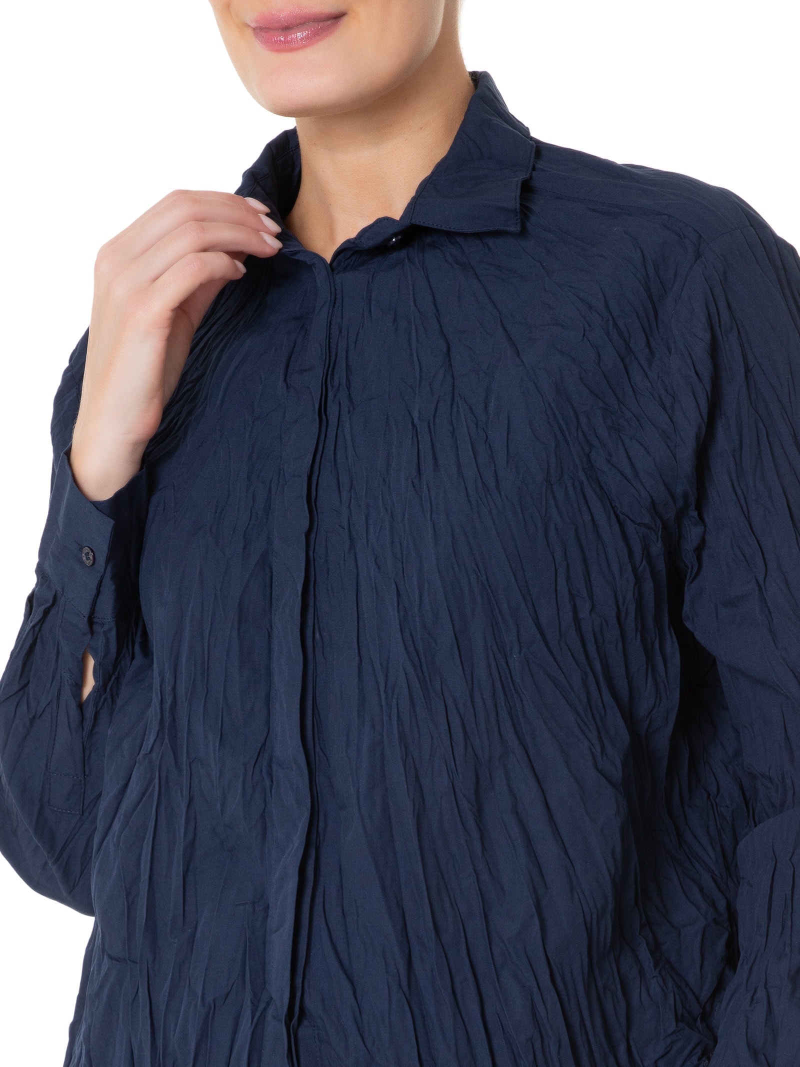 Camisa Feminina Tricoline Wrinkled Azul Osklen