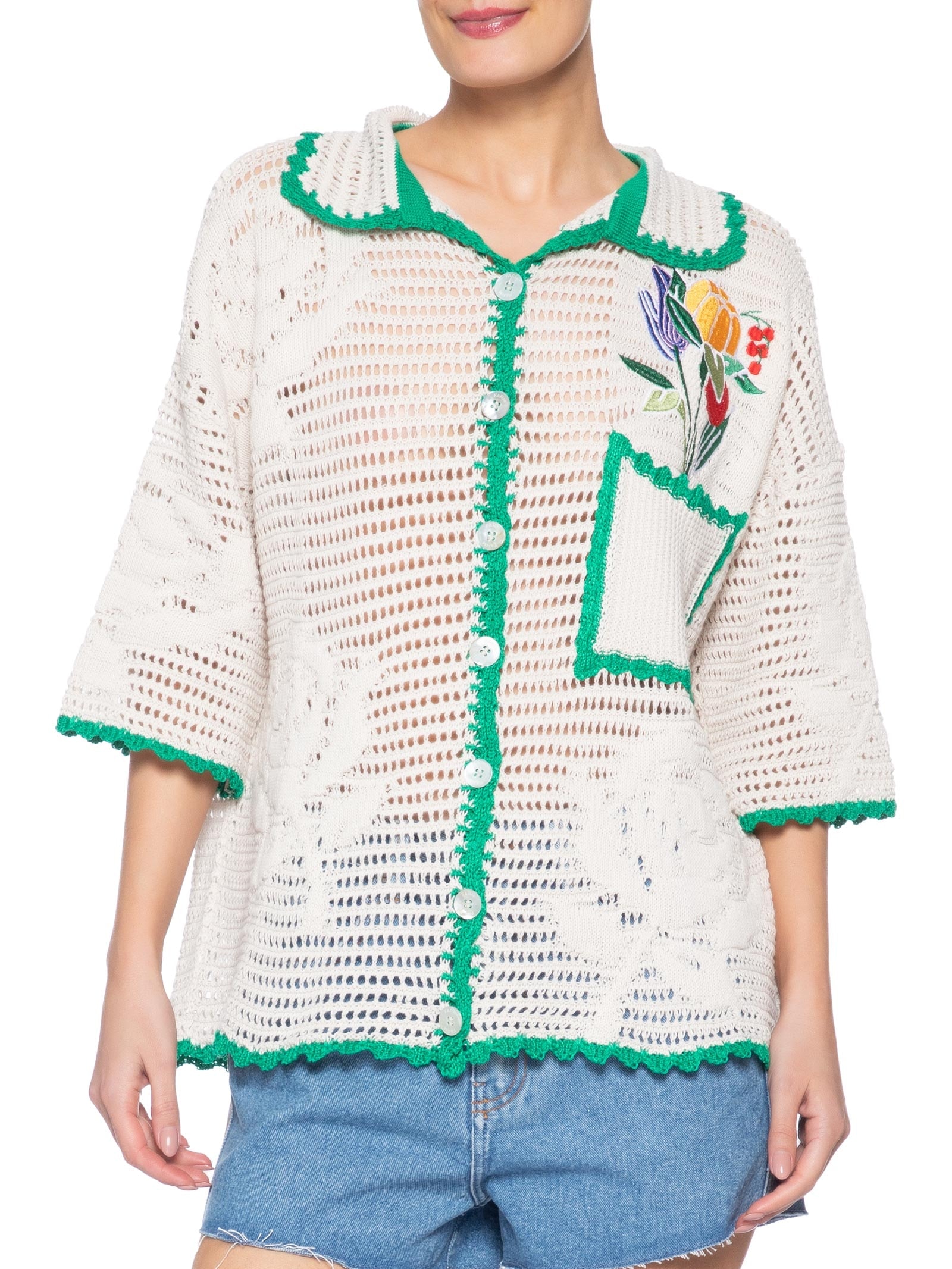 Camisa Feminina Tricot Feira de Legumes Branco Farm