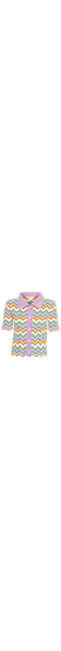 Camisa Feminina Tricot Jacquard Zig Zag - Lilás