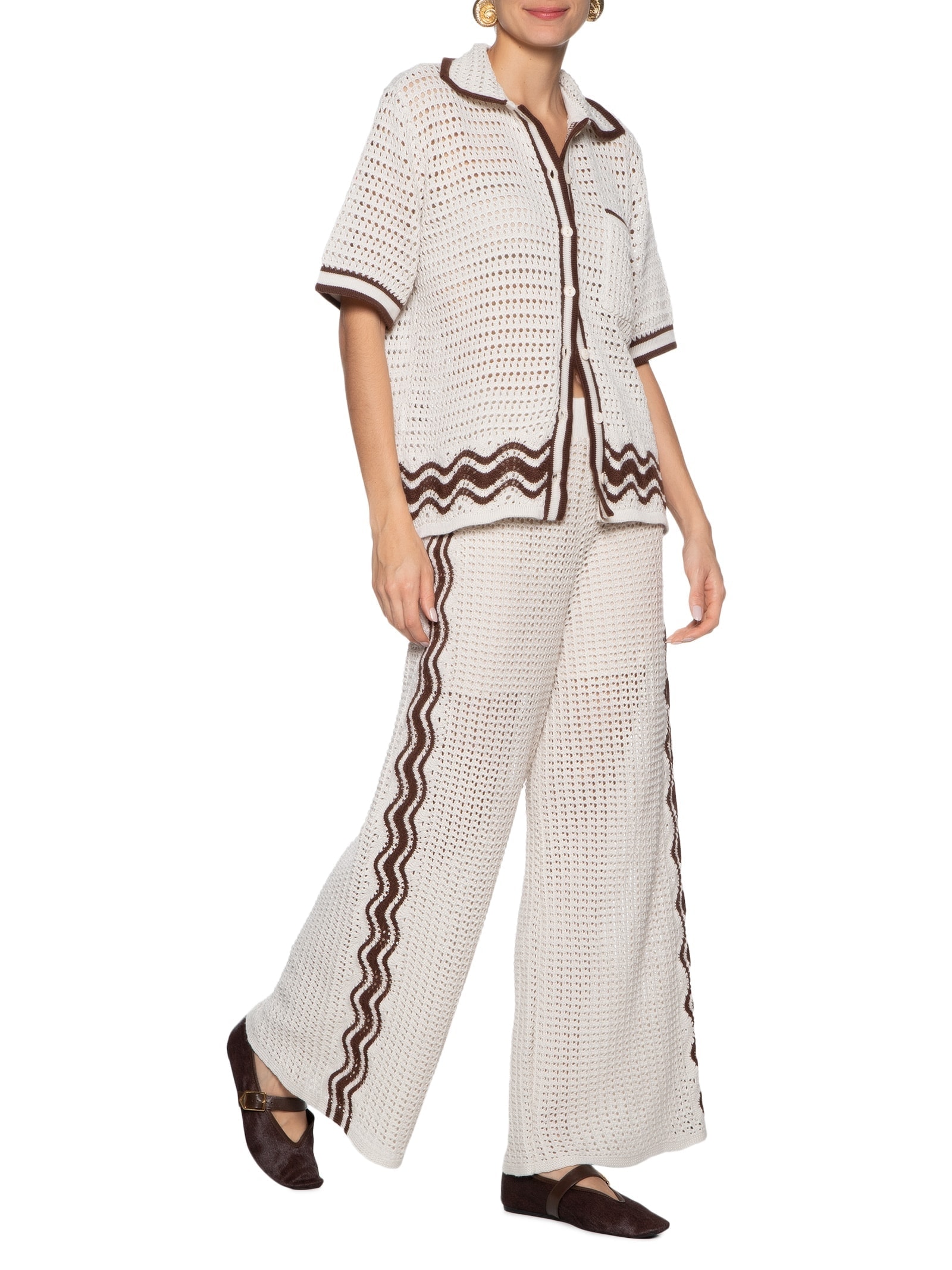 Camisa Feminina Tricot Orla Off White Dress To