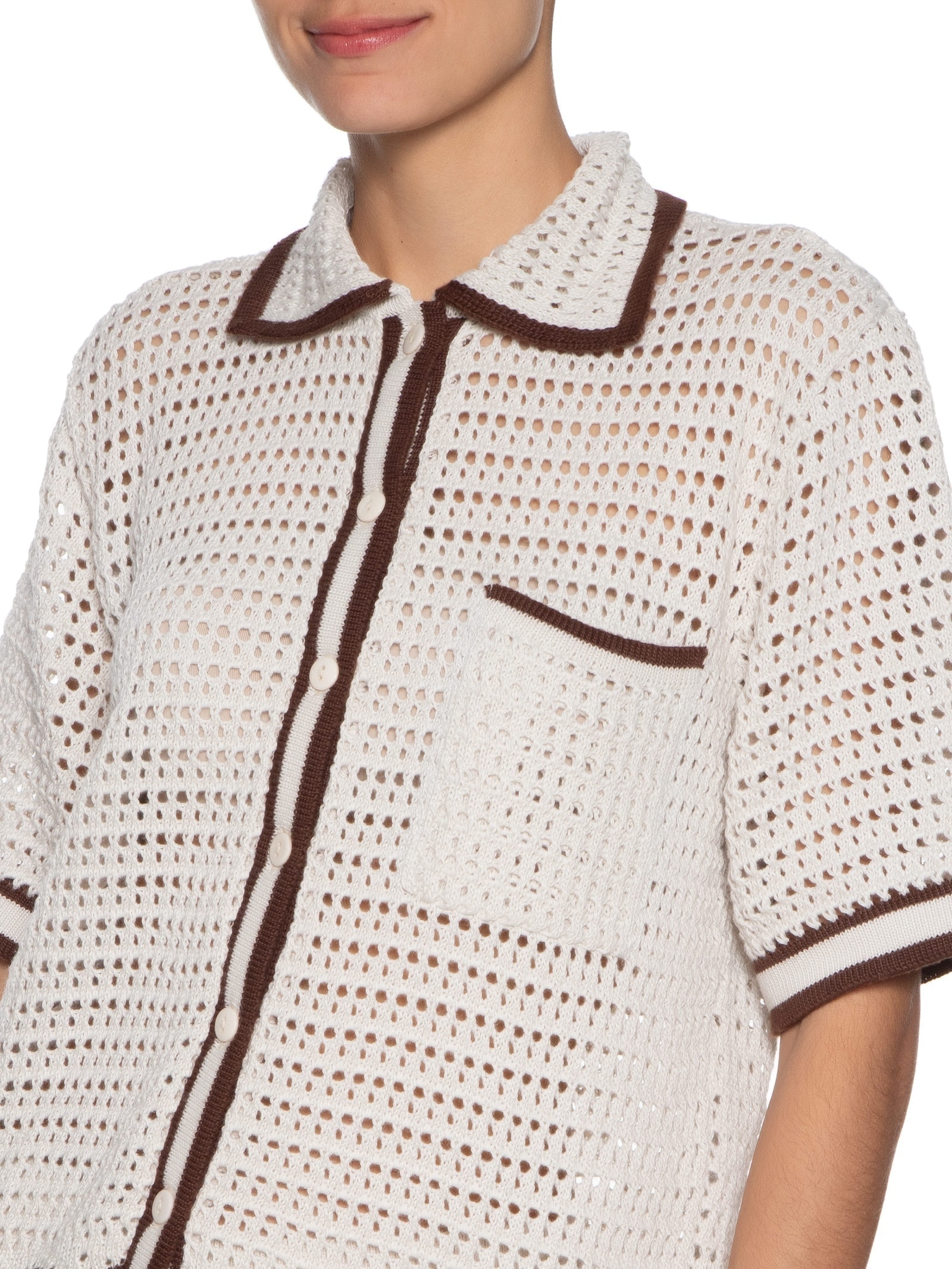 Camisa Feminina Tricot Orla Off White Dress To