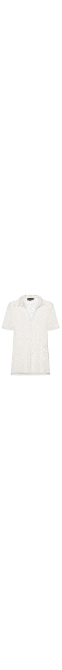 Camisa Feminina Tricot Ponto Crochet - Branco