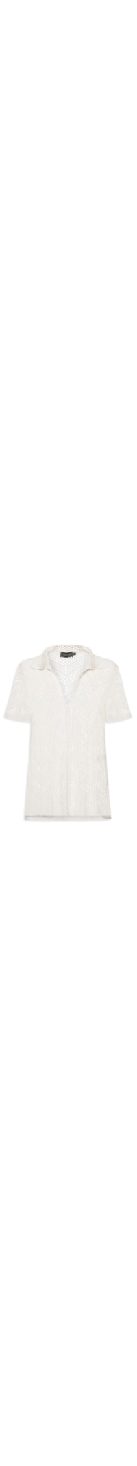 Camisa Feminina Tricot Ponto Crochet - Branco