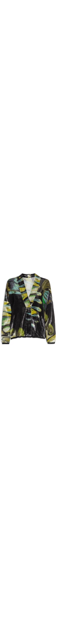 Camisa Feminina Veludo Butterfly Tex - Preto