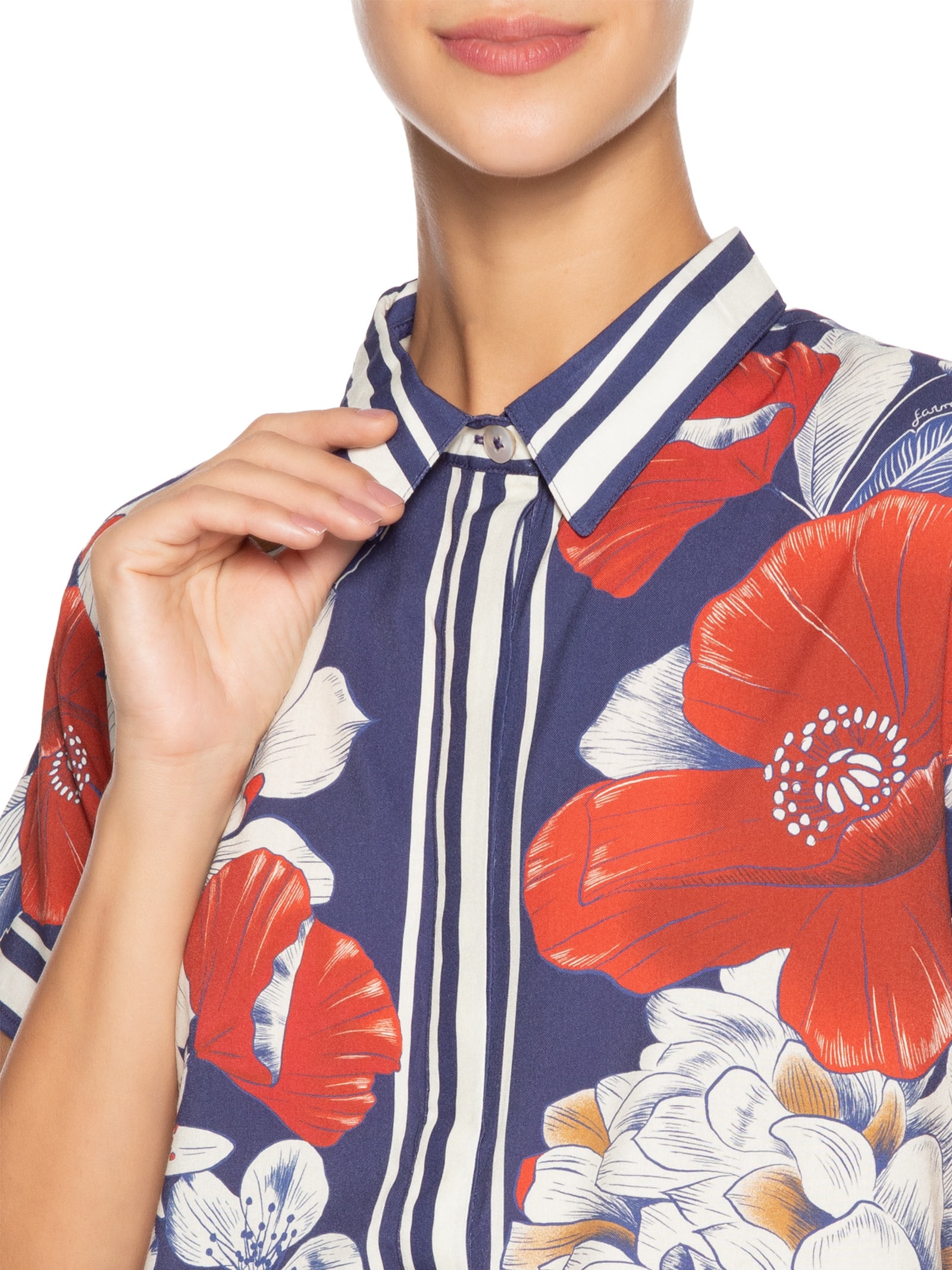 Camisa Feminina Vera Lenço Azul Farm Praia