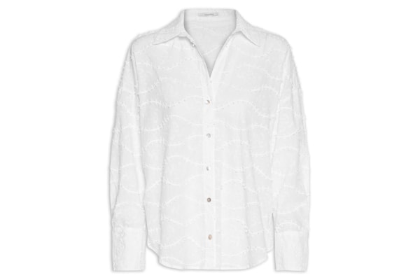 Camisa Feminina Voil Bordado Relevo – Branco