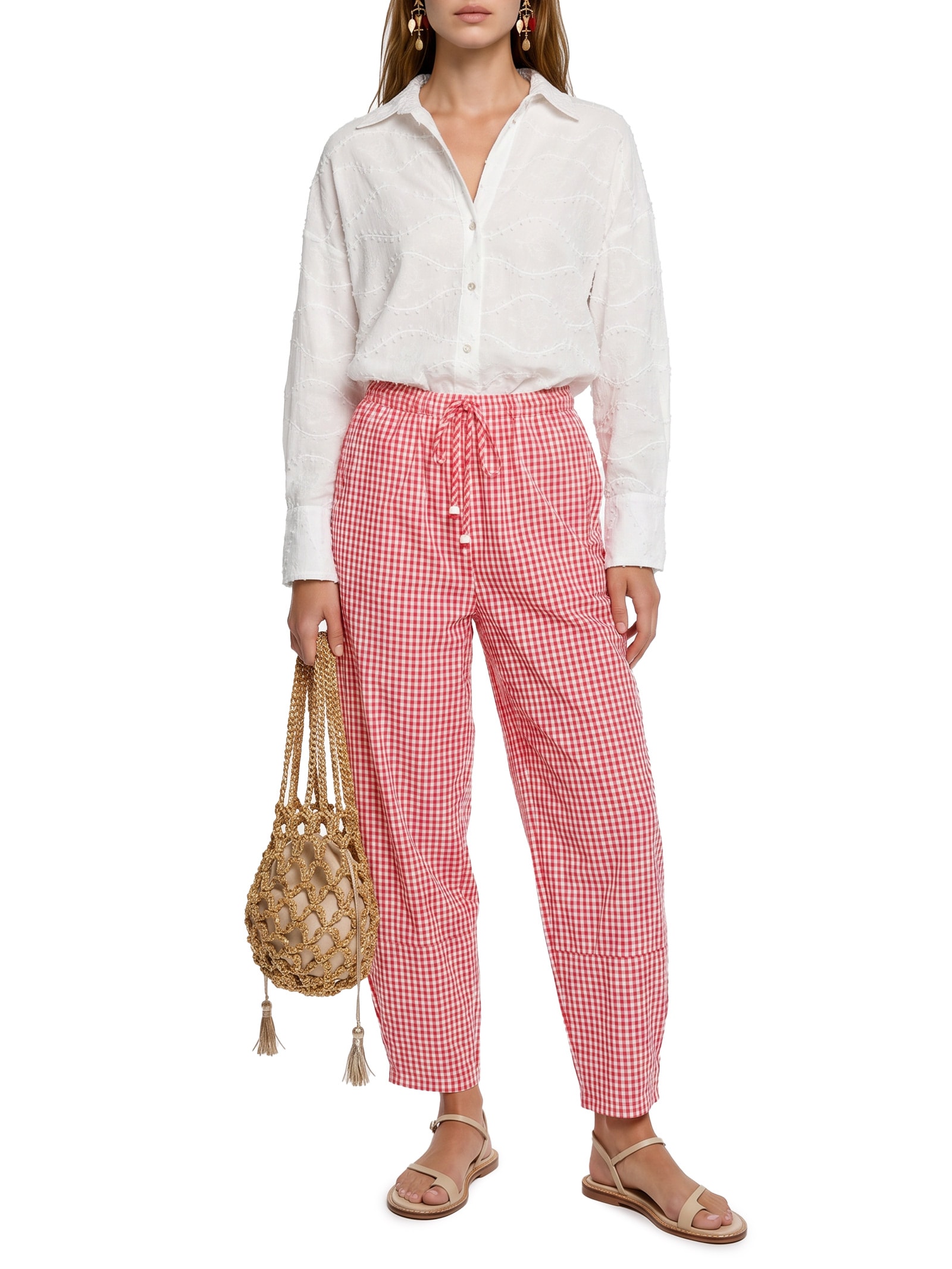 Camisa Feminina Voil Bordado Relevo – Branco Cantão