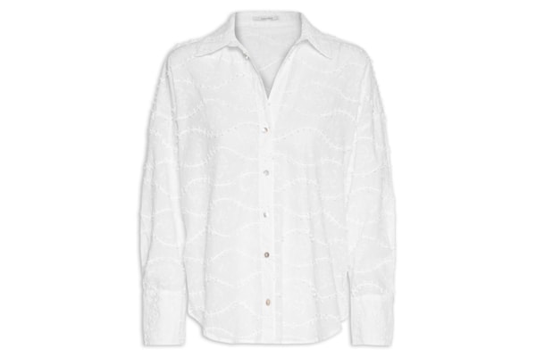 Camisa Feminina Voil Bordado Relevo – Branco