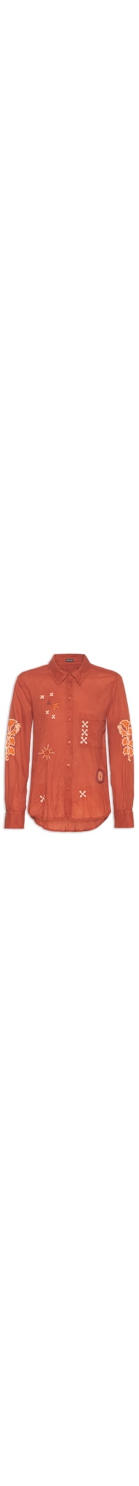 Camisa Feminina Voil Bordado Romani - Marrom