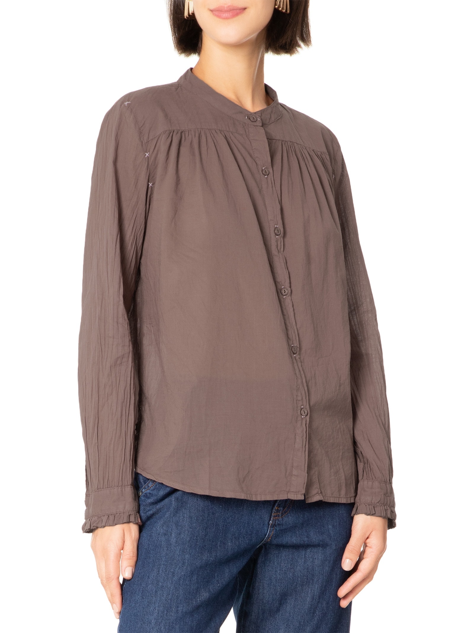 Camisa Feminina Voil Movimento Premium Marrom  Cantão