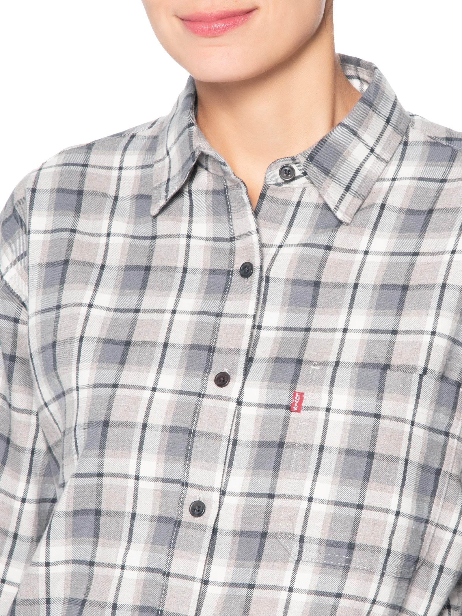 Camisa Feminina Western Harlie Flannel  – Cinza Levi's