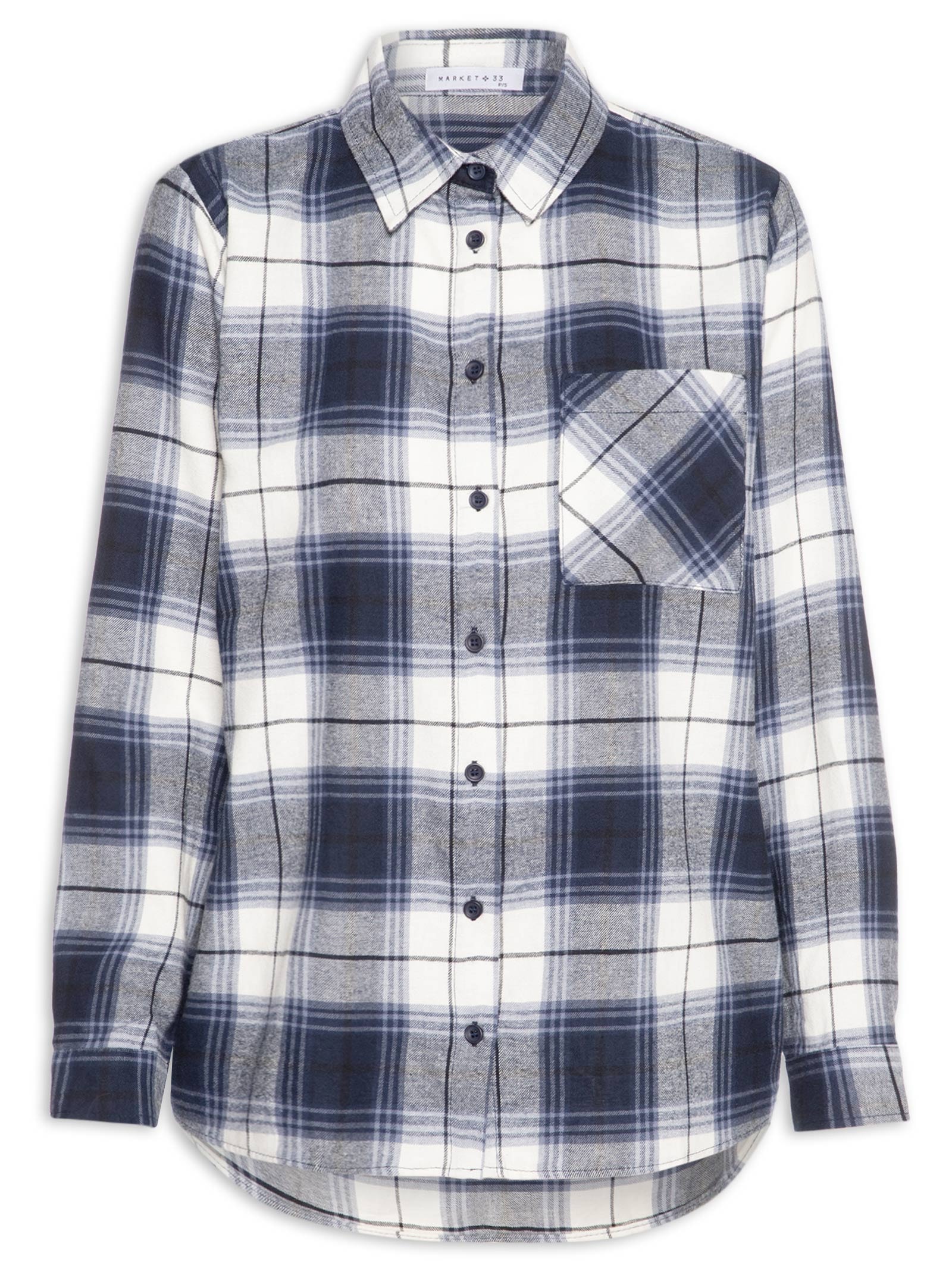Camisa Feminina Xadrez Azul Market 33