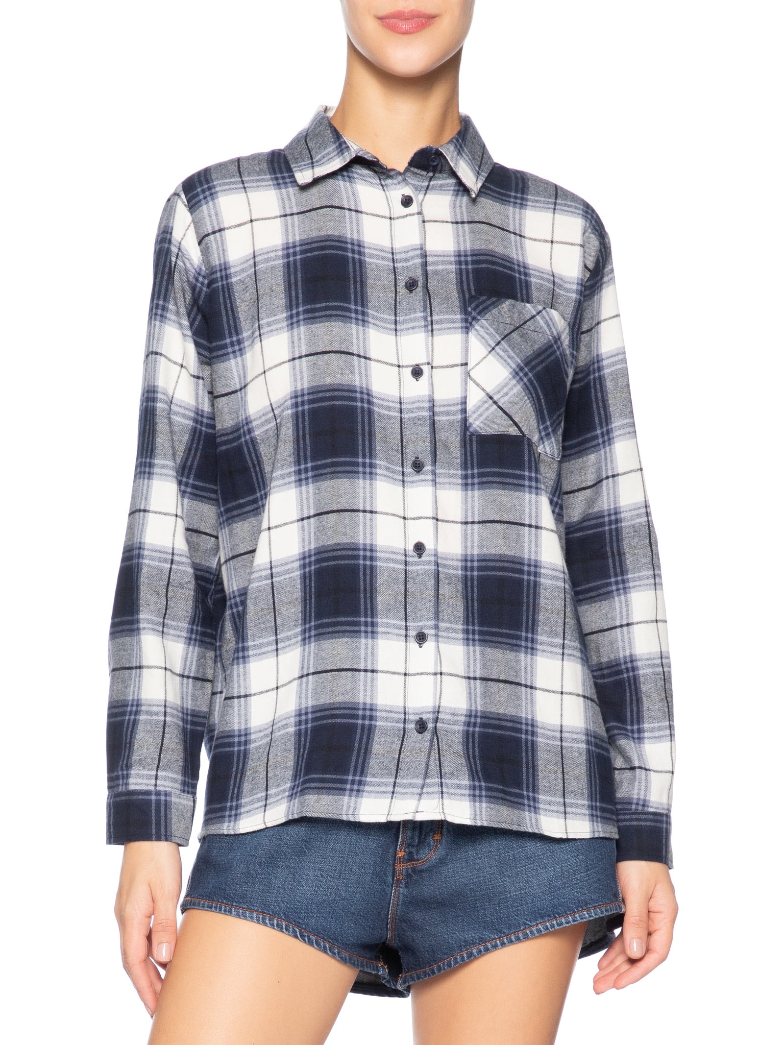 Camisa Feminina Xadrez Azul Market 33