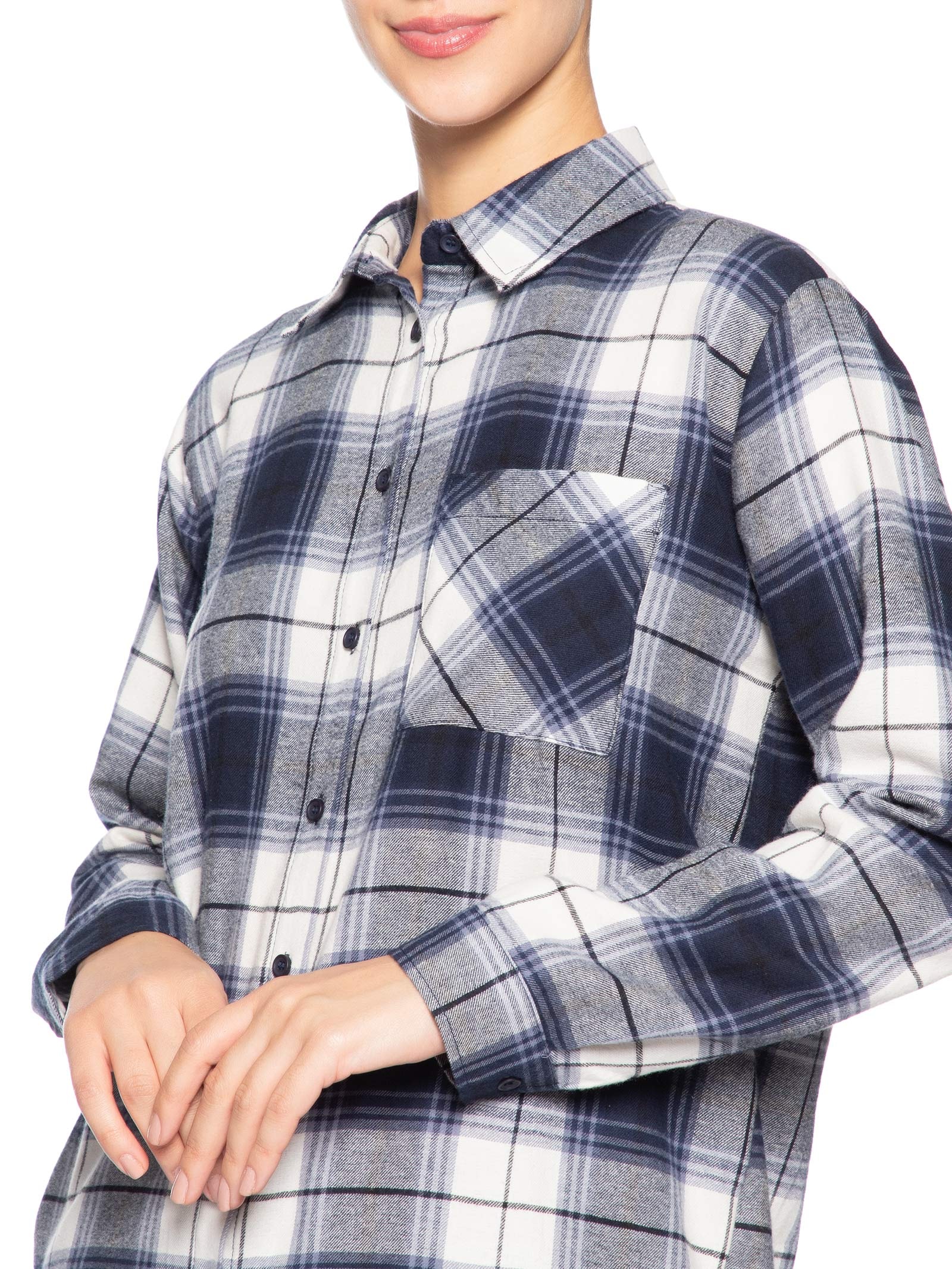 Camisa Feminina Xadrez Azul Market 33