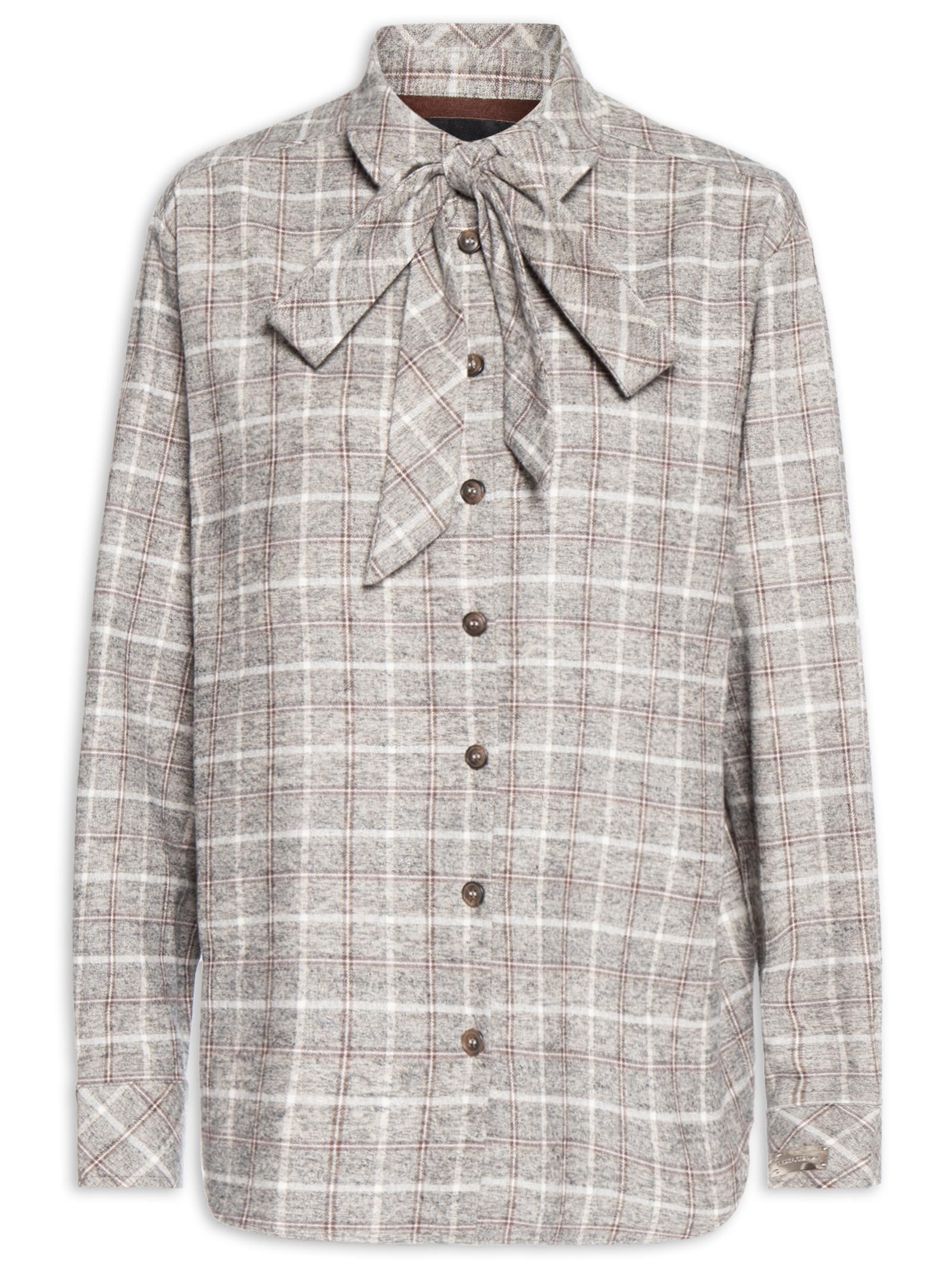 Camisa Feminina Xadrez Com Faixa Cinza Lança Perfume