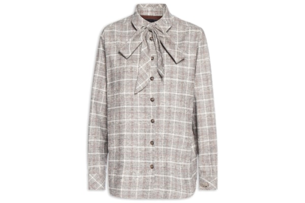 Camisa Feminina Xadrez Com Faixa - Cinza