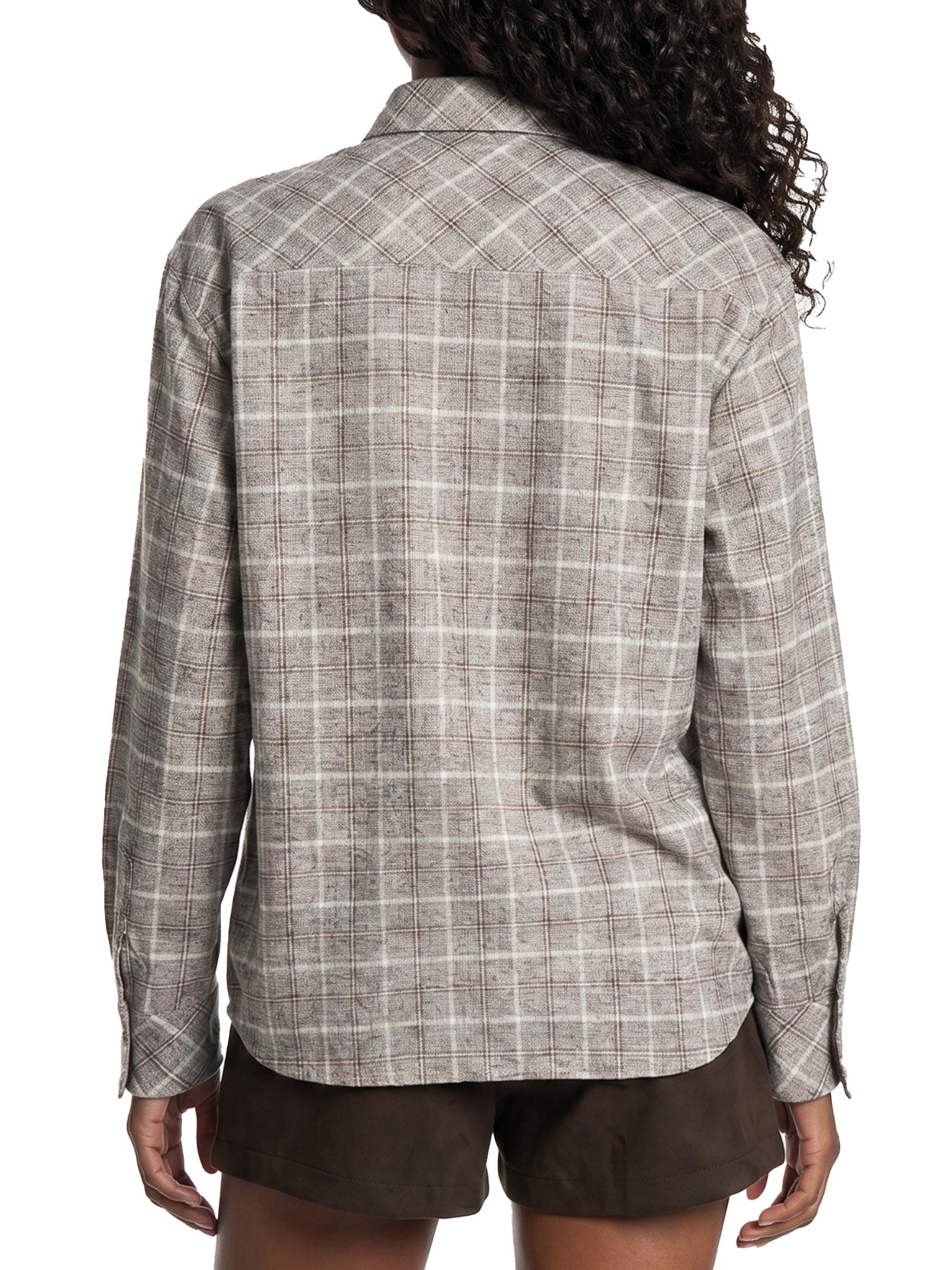 Camisa Feminina Xadrez Com Faixa Cinza Lança Perfume