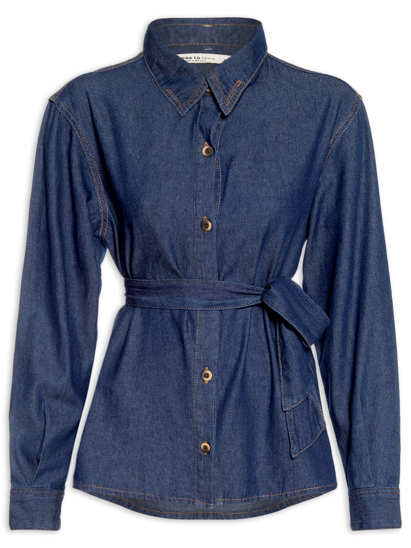 Camisa Jeans com Amarração Feminina – Azul Dress To