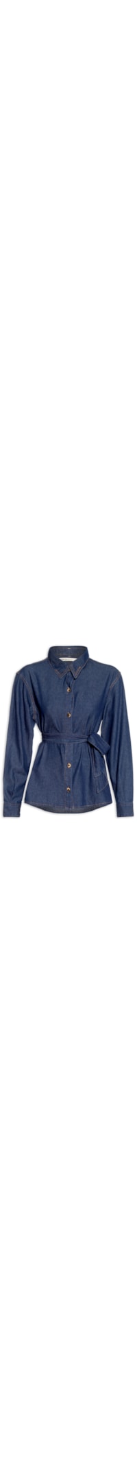 Camisa Jeans com Amarração Feminina – Azul