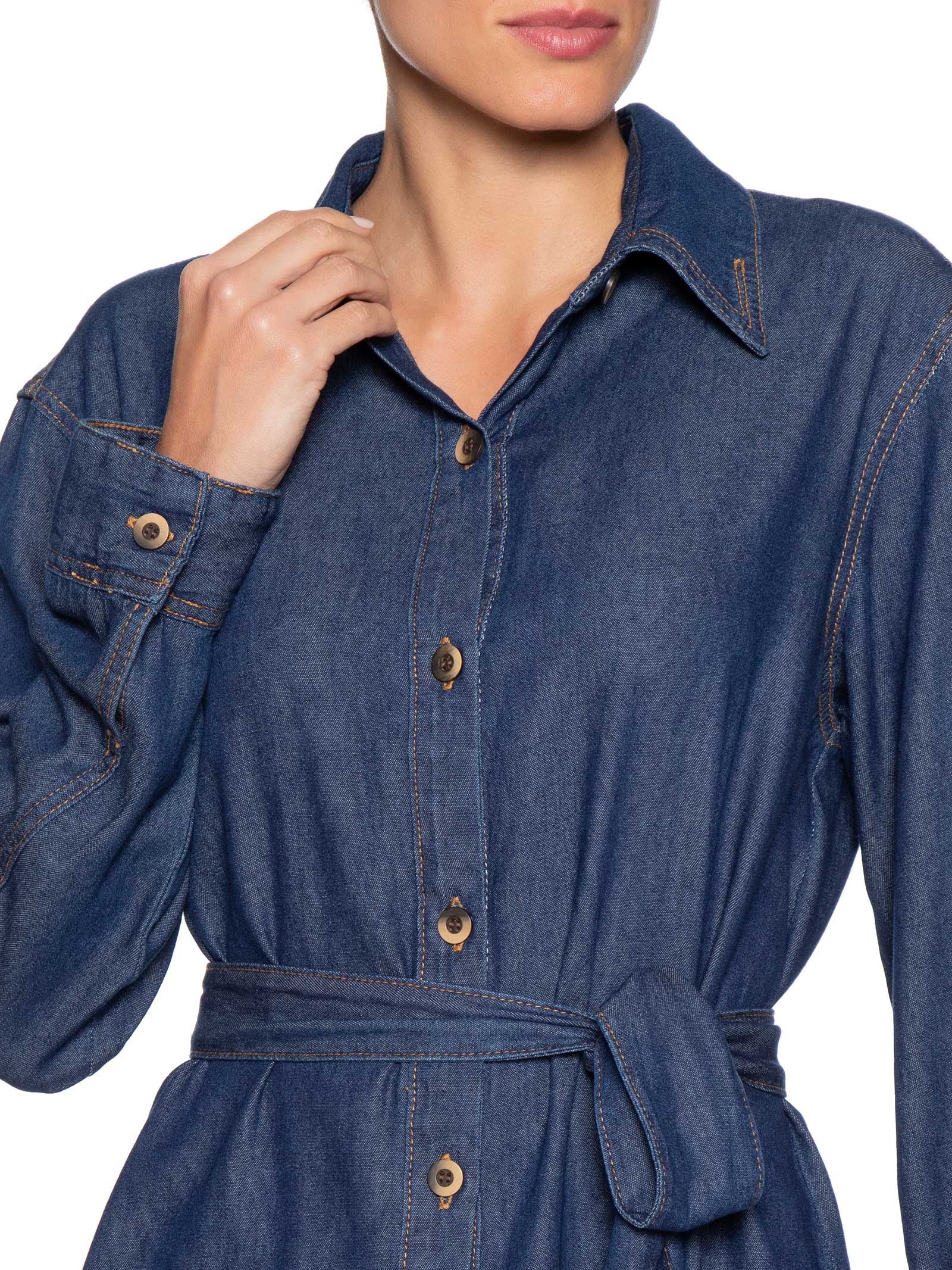 Camisa Jeans com Amarração Feminina – Azul Dress To