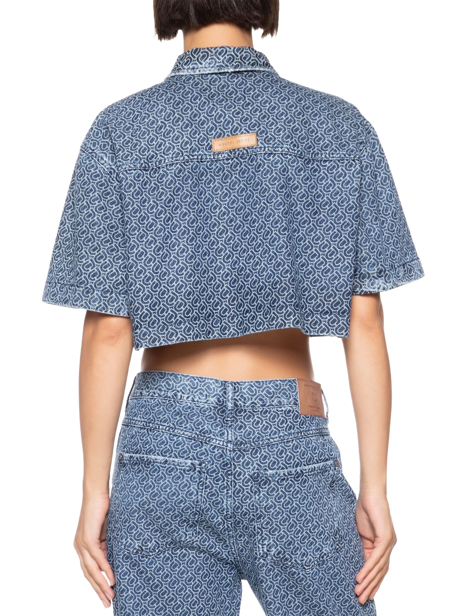 Camisa Jeans Estampada Azul Colcci Jeans