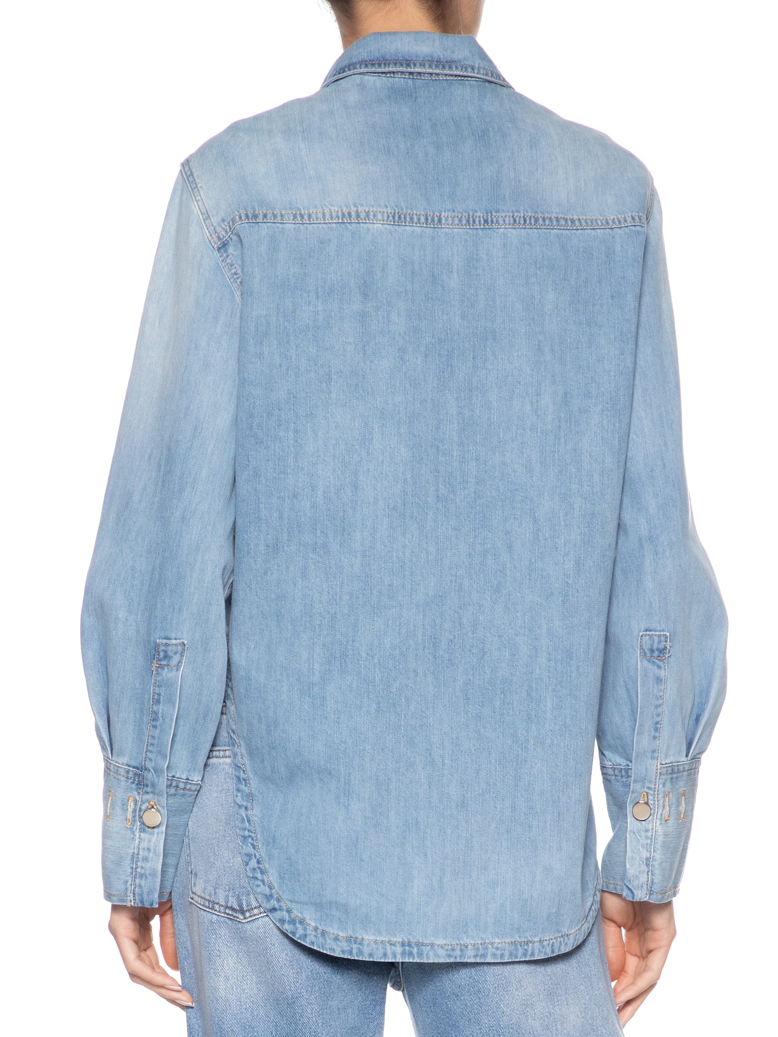 Camisa Jeans Feminina Detalhe Ondas Azul Animale