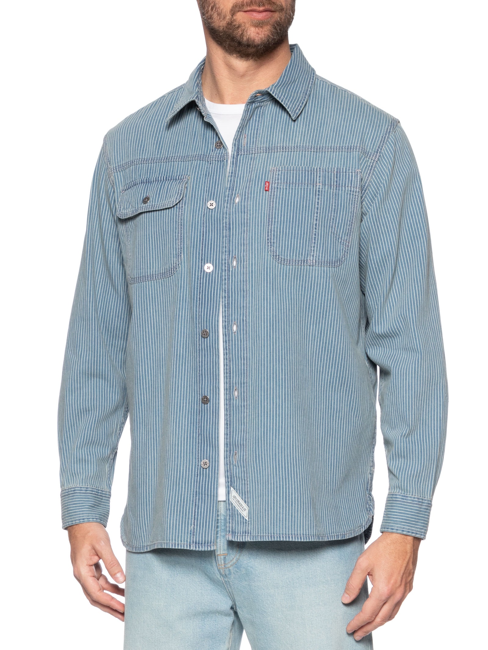 Levi's - Camisa Jeans Masculina Long Sleeve Auburn Worker - Azul