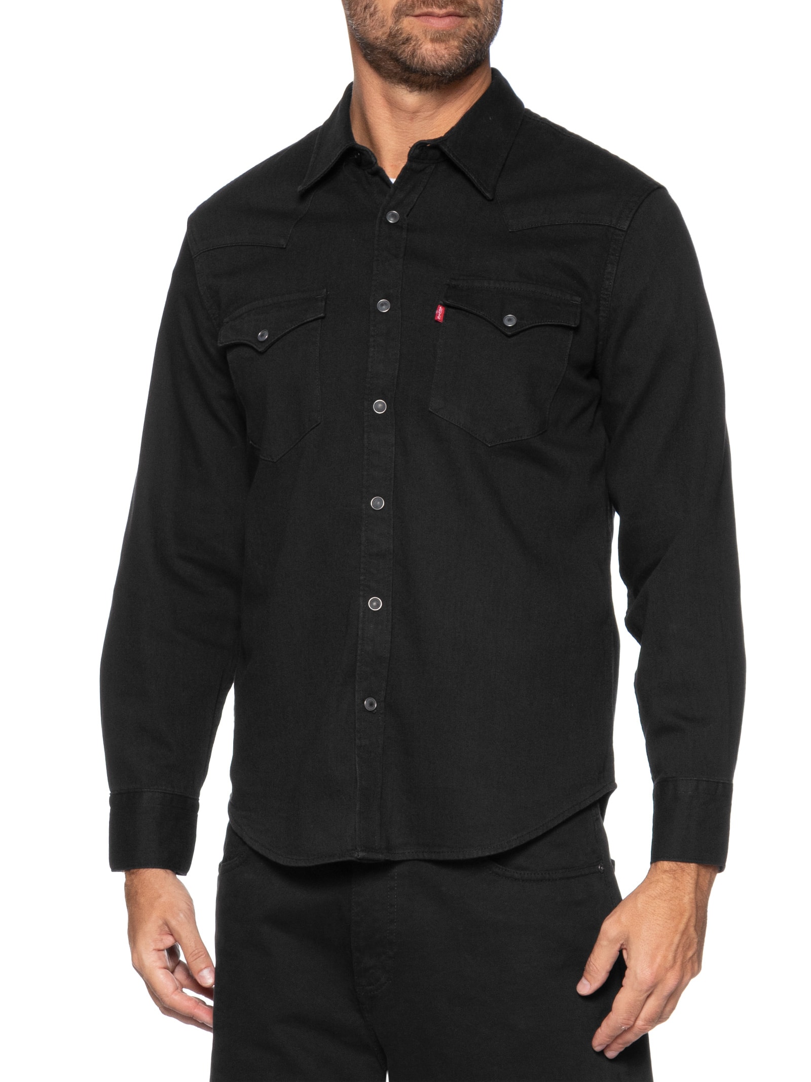 Camisa Jeans Masculina Manga Longa Barstow Western Standard Preto Levi's