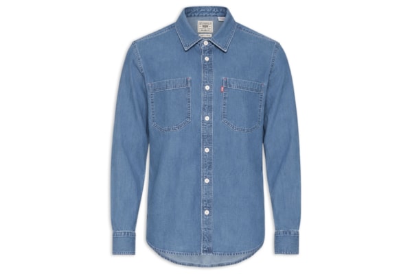 Camisa Jeans Masculina Relaxed Fit Mariposa Worker  - Azul