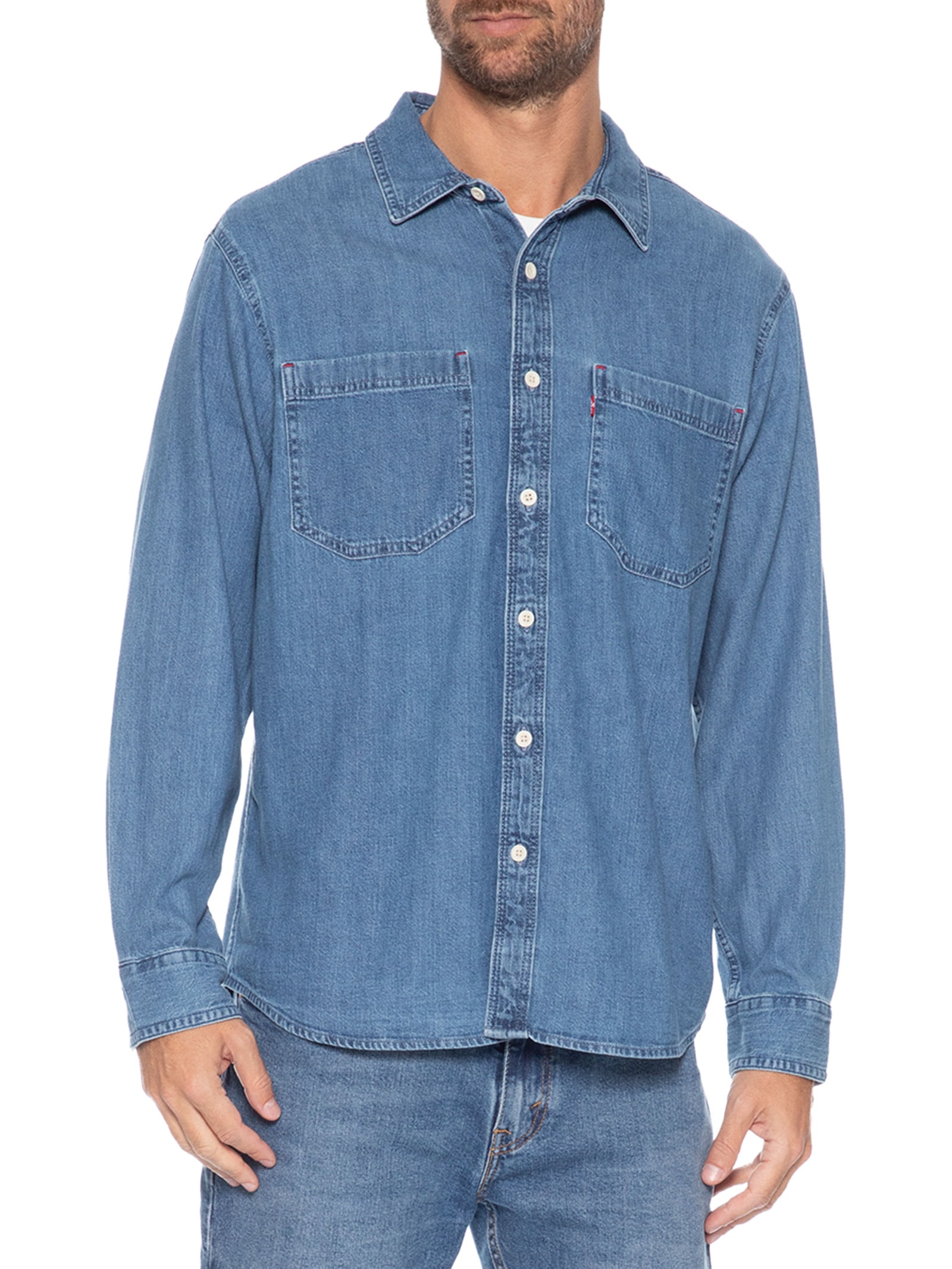 Camisa Jeans Masculina Relaxed Fit Mariposa Worker  Azul Levi's