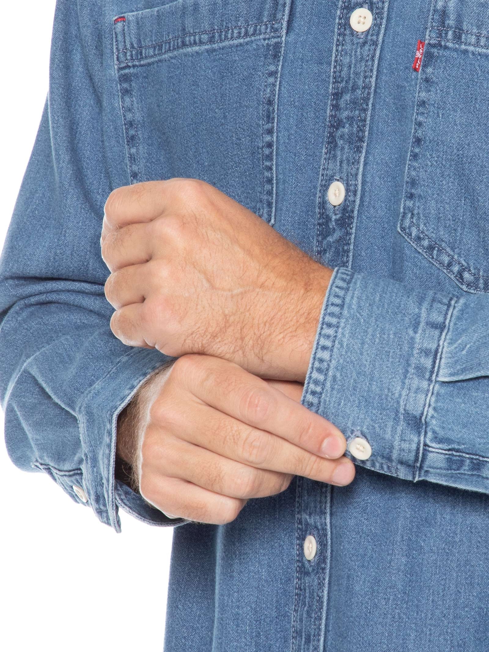 Camisa Jeans Masculina Relaxed Fit Mariposa Worker  Azul Levi's