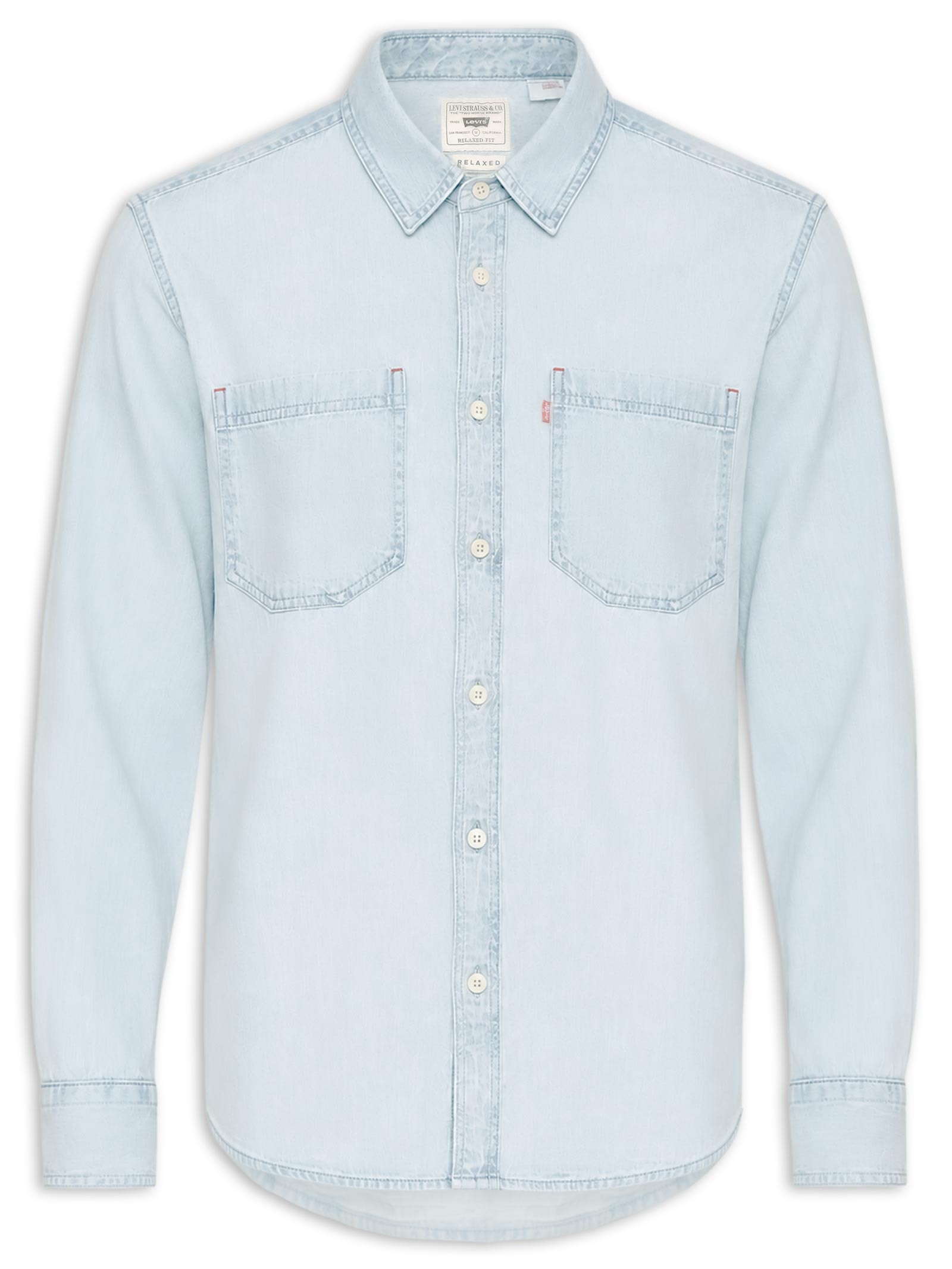 Camisa Jeans Masculina Relaxed Fit Mariposa Worker  Azul Claro Levi's