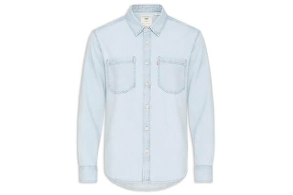 Camisa Jeans Masculina Relaxed Fit Mariposa Worker  - Azul Claro