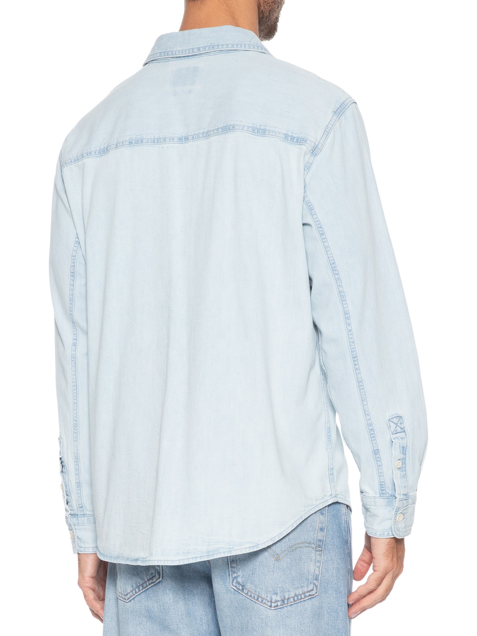 Camisa Jeans Masculina Relaxed Fit Mariposa Worker  Azul Claro Levi's
