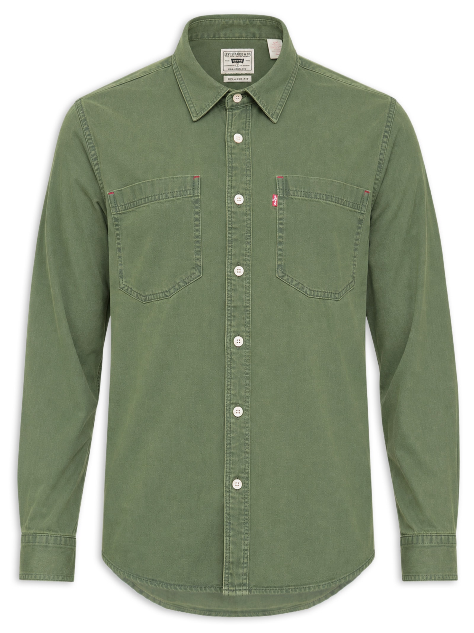 Camisa Jeans Masculina Relaxed Fit Mariposa Worker  Verde Levi's