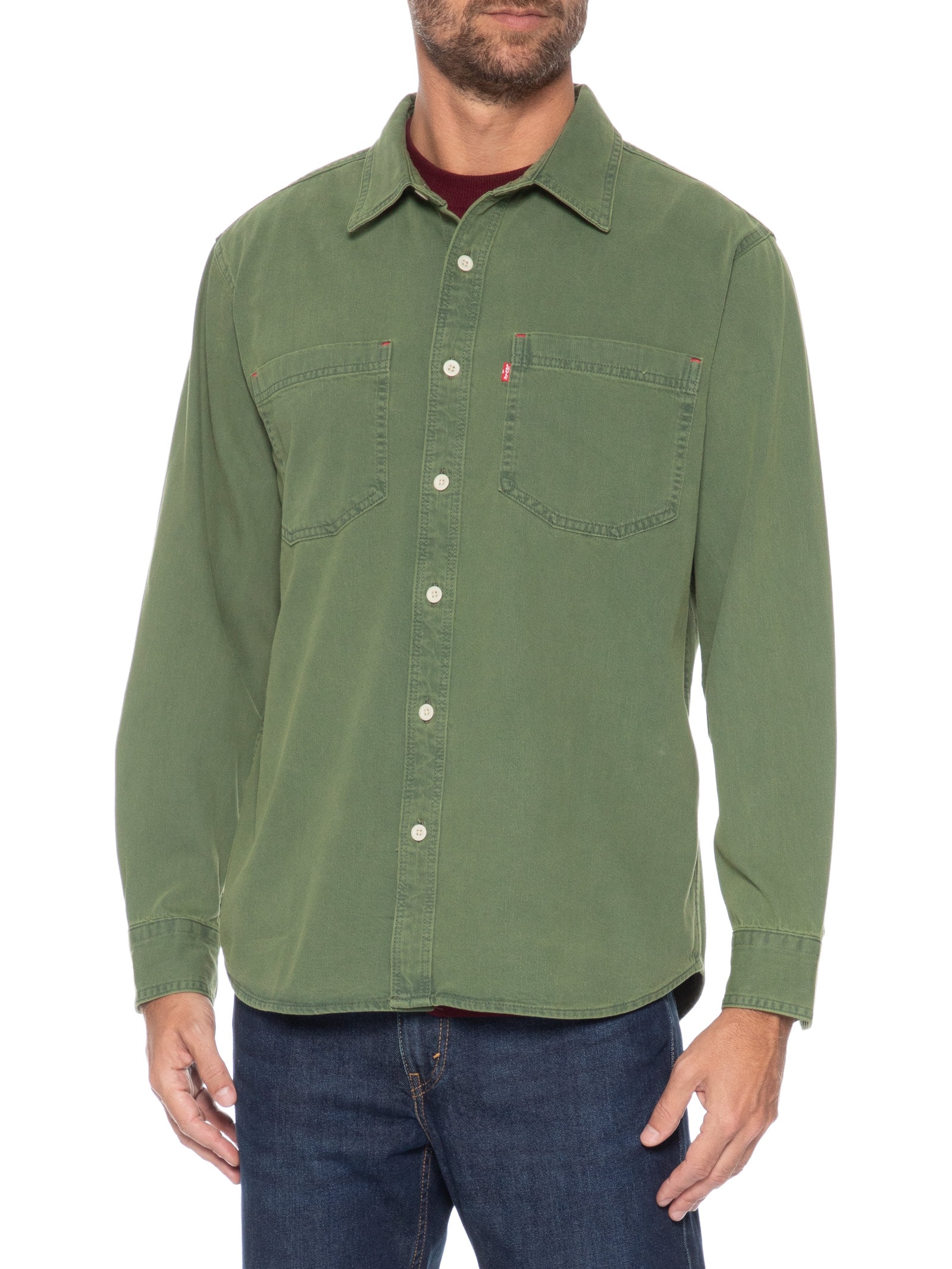 Camisa Jeans Masculina Relaxed Fit Mariposa Worker  Verde Levi's