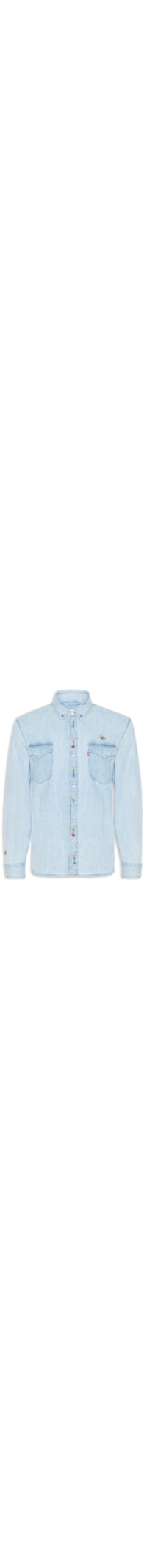 Camisa Jeans Masculina Relaxed Fit Western Flowers - Azul