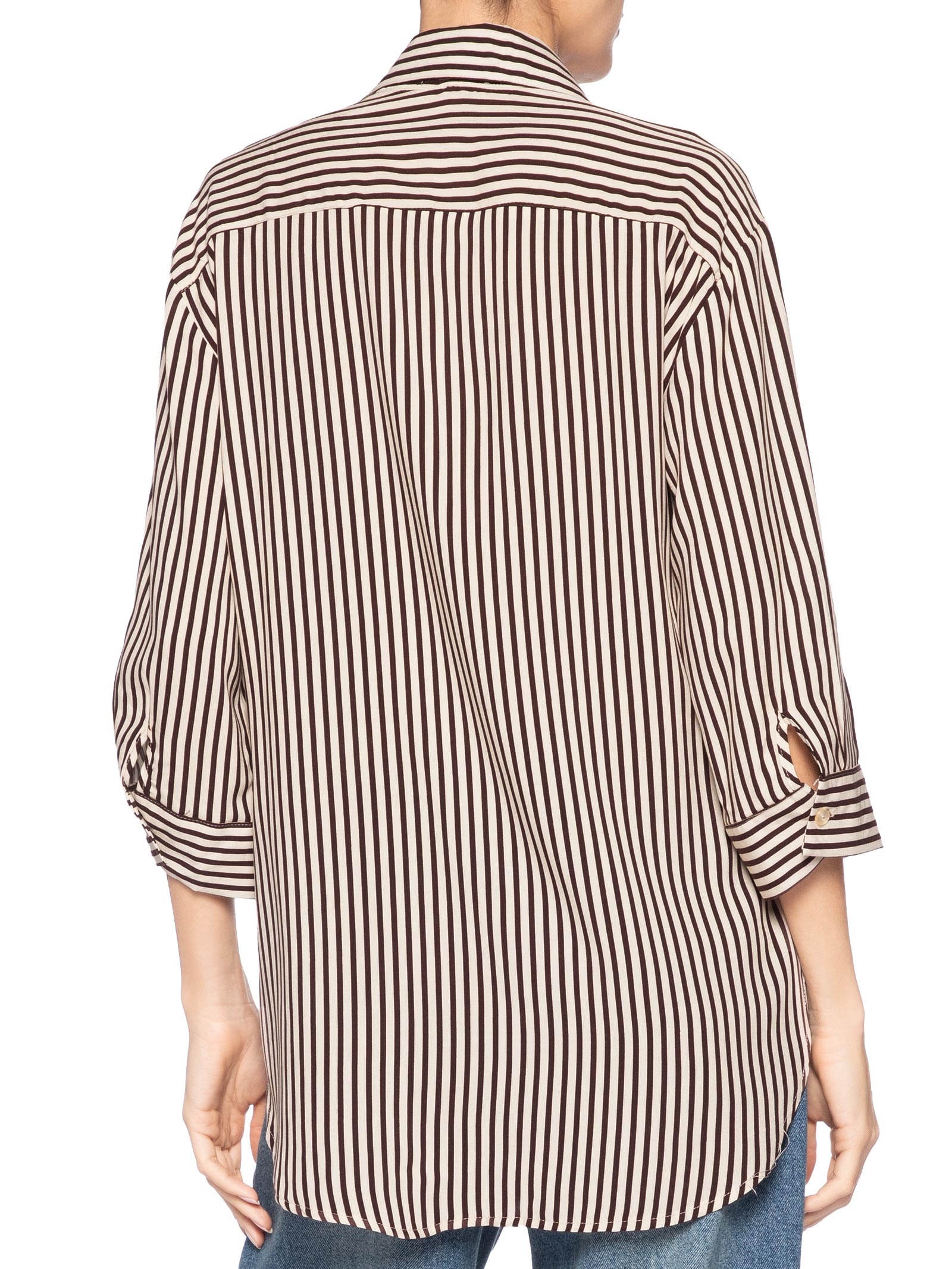 Camisa Listrada Feminina Marrom Market 33