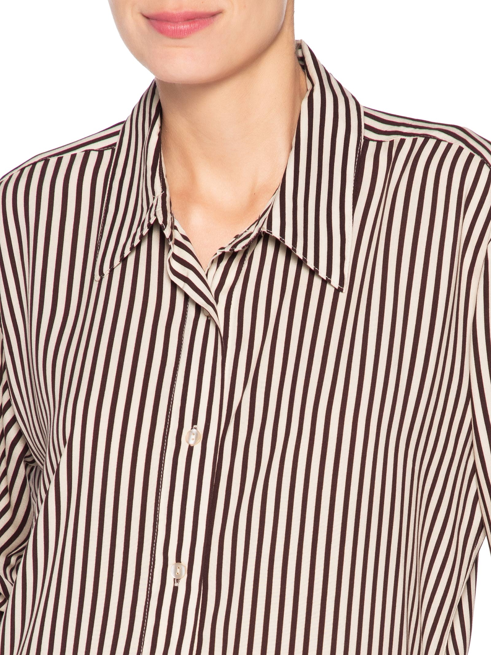 Camisa Listrada Feminina Marrom Market 33