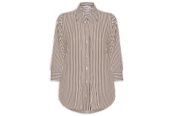 Camisa Listrada Feminina - Marrom