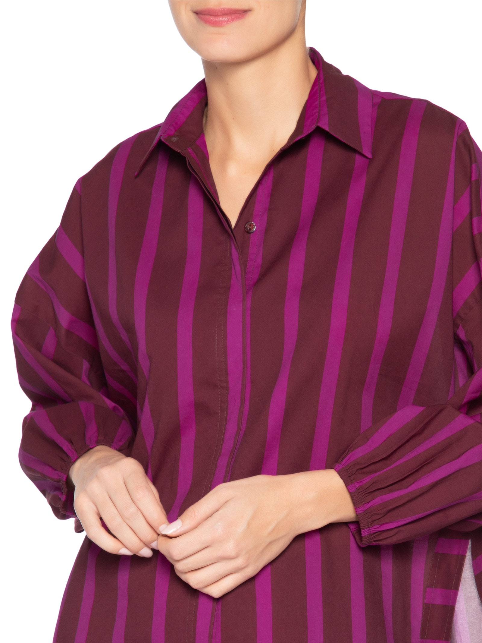 Camisa Long Voil Listrado Feminina – Rosa Animale