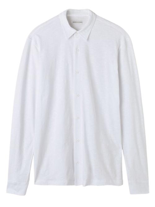 Camisa Manga Comprida Em Algodão Slub - Branco