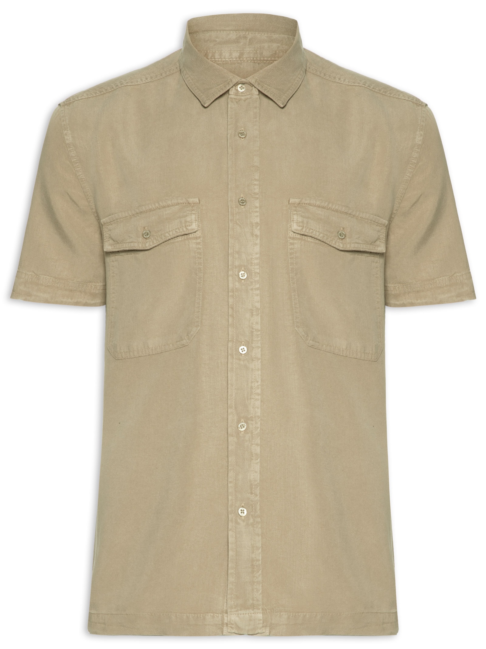 Camisa Manga Curta Masculina Used Utility Bege Osklen