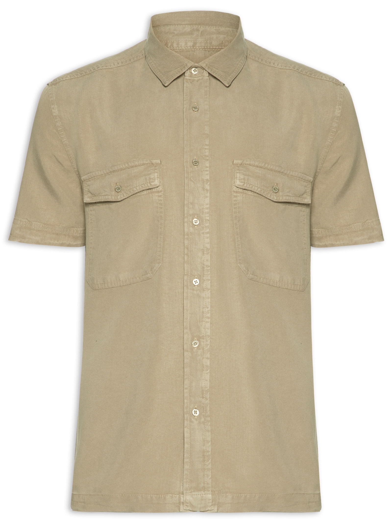 Camisa Manga Curta Masculina Used Utility Bege Osklen