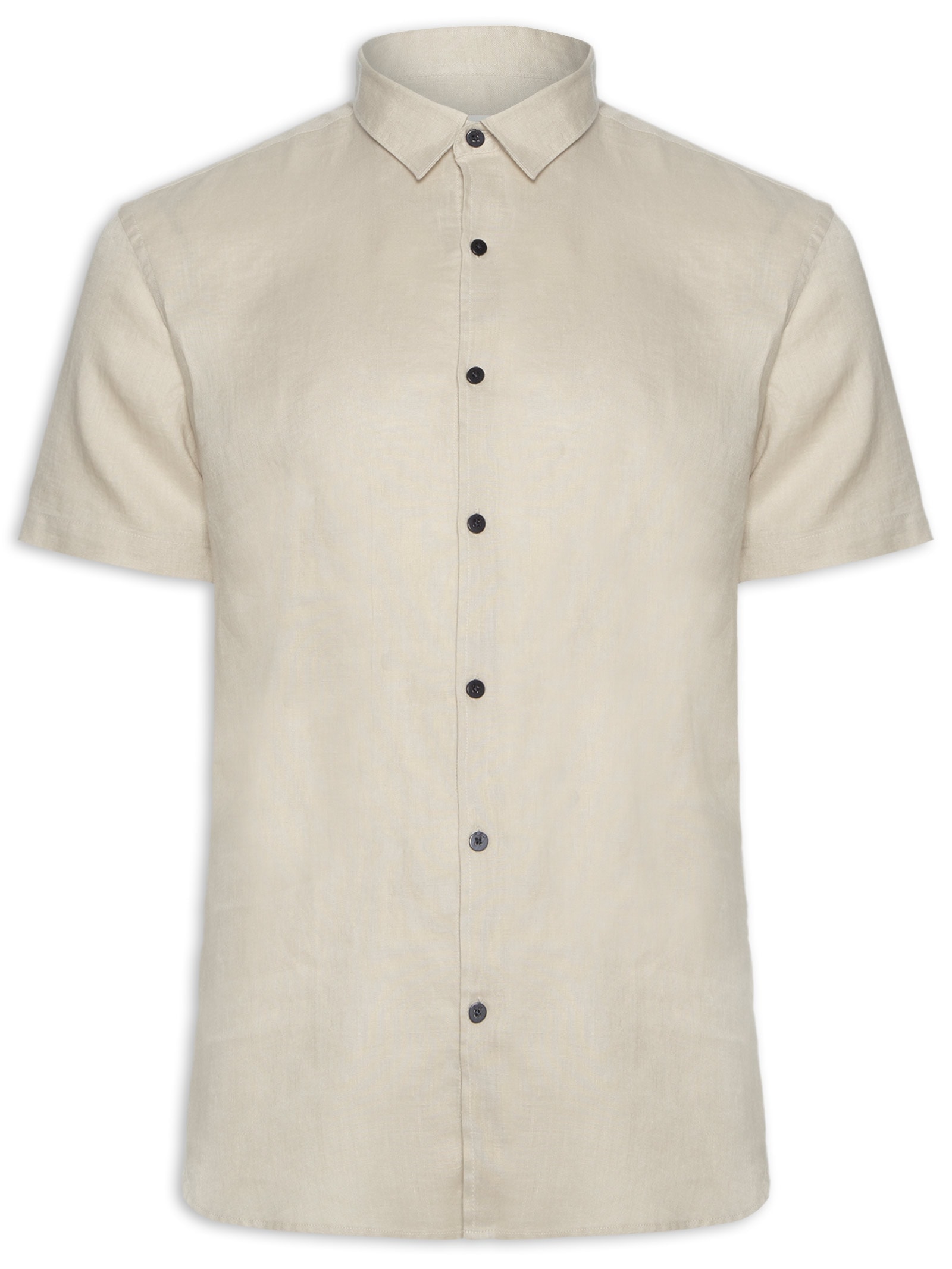 Camisa Manga Curta Puro Linho Lumiar Bege Foxton