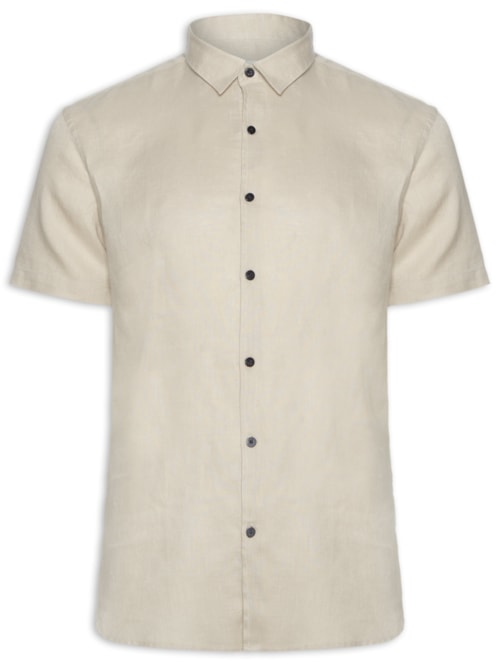 Camisa Manga Curta Puro Linho Lumiar – Bege